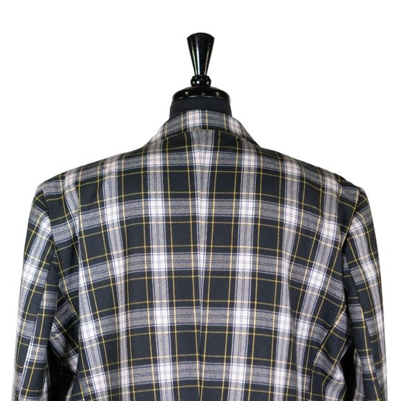 Mens Blazer Green Blue Yellow Plaid Check Formal Wool Suit Jacket Sport Coat 48R - Picture 7 of 8